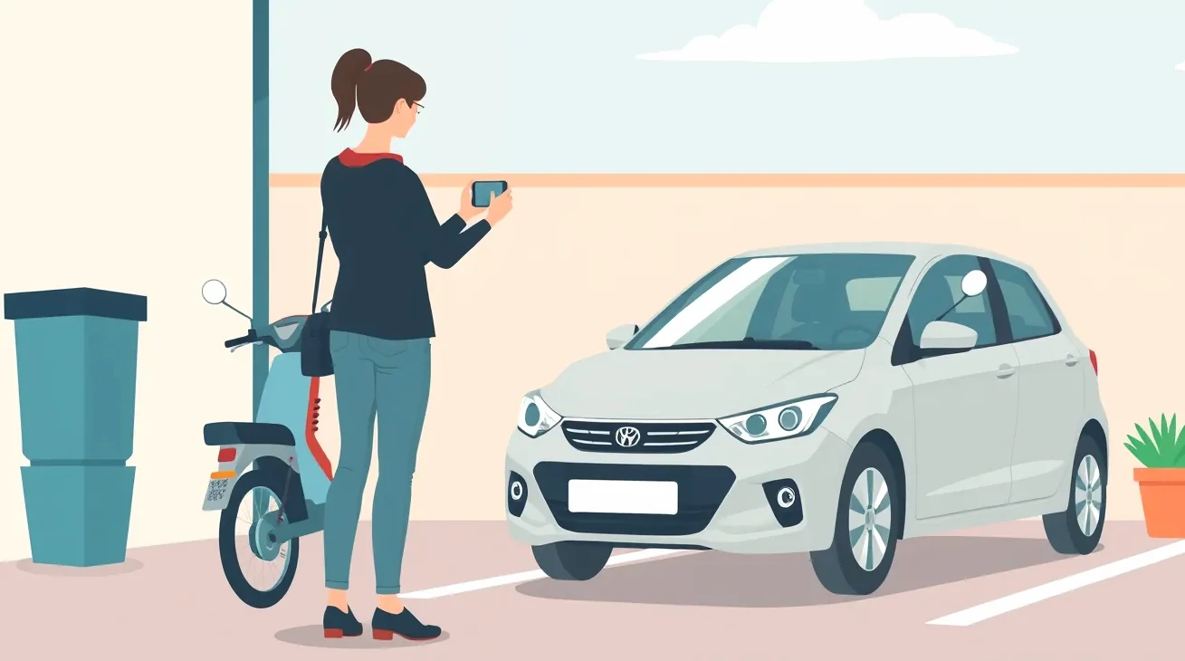 Motorista vykonáva fotodokumentáciu auta mobilným telefónom na parkovisku