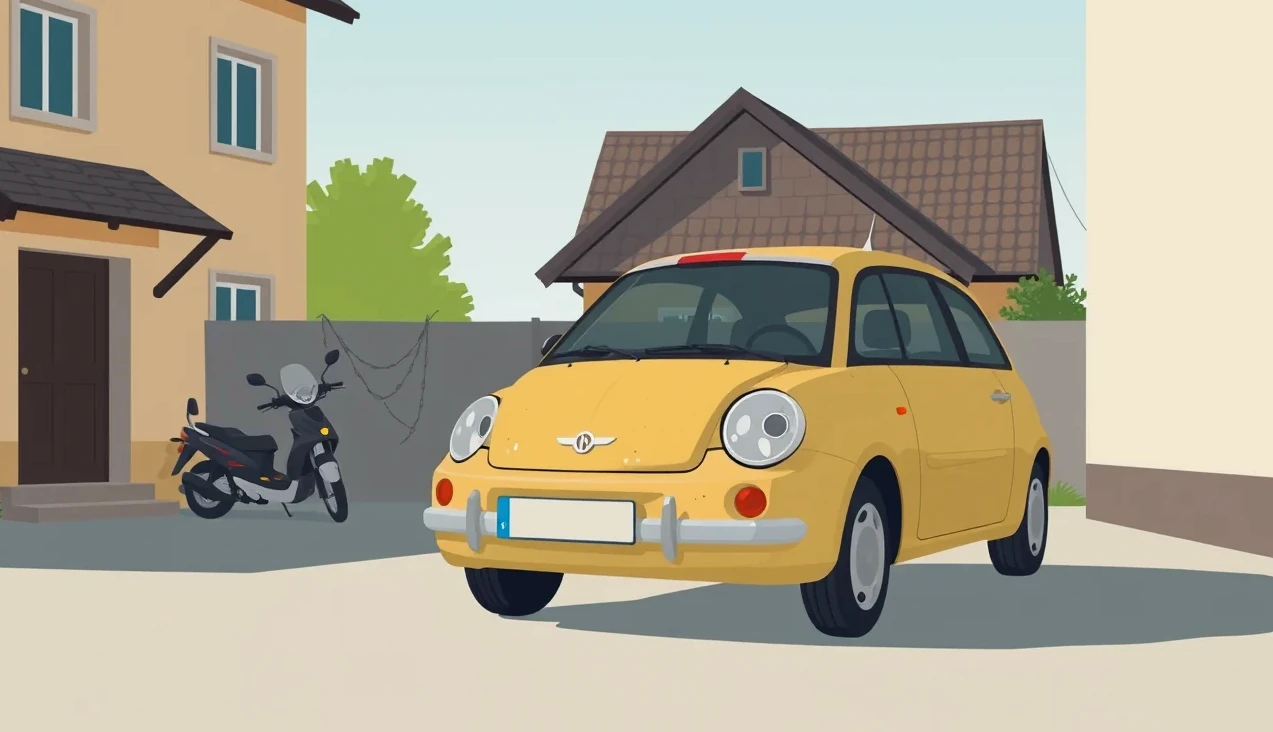 Pohľad na kompaktný motor mestského auta Daewoo Matiz pod kapotou