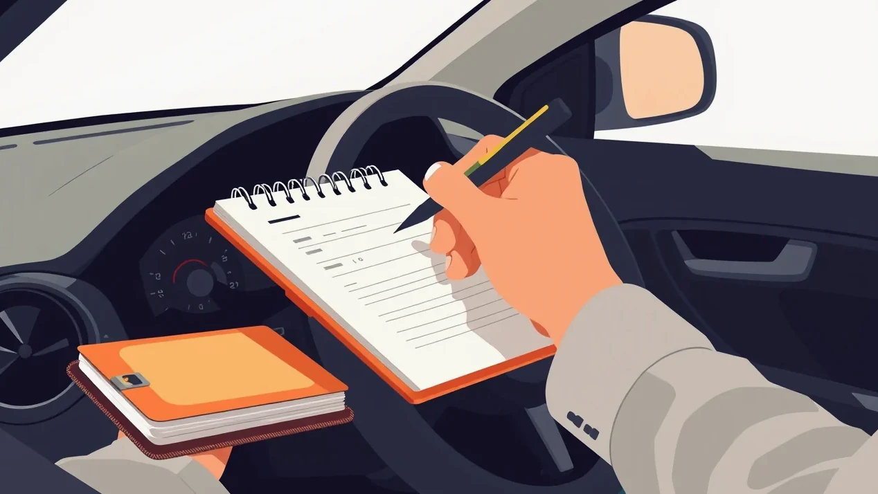 Preberanie opraveného automobilu v autoservise s faktúrou a preberacím protokolom v rukách