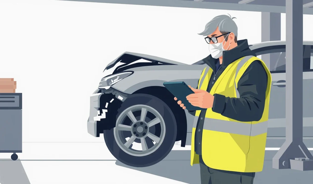 Osobné auto po kolízii na zľadovatenej zasneženej krajnici