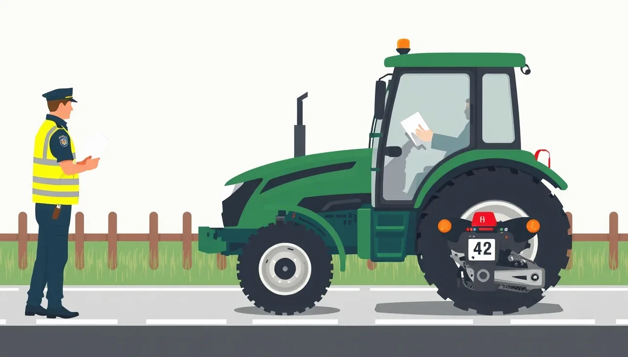Traktor s pripojenou dvojnápravovou vlečkou odstavený na okraji poľnej cesty