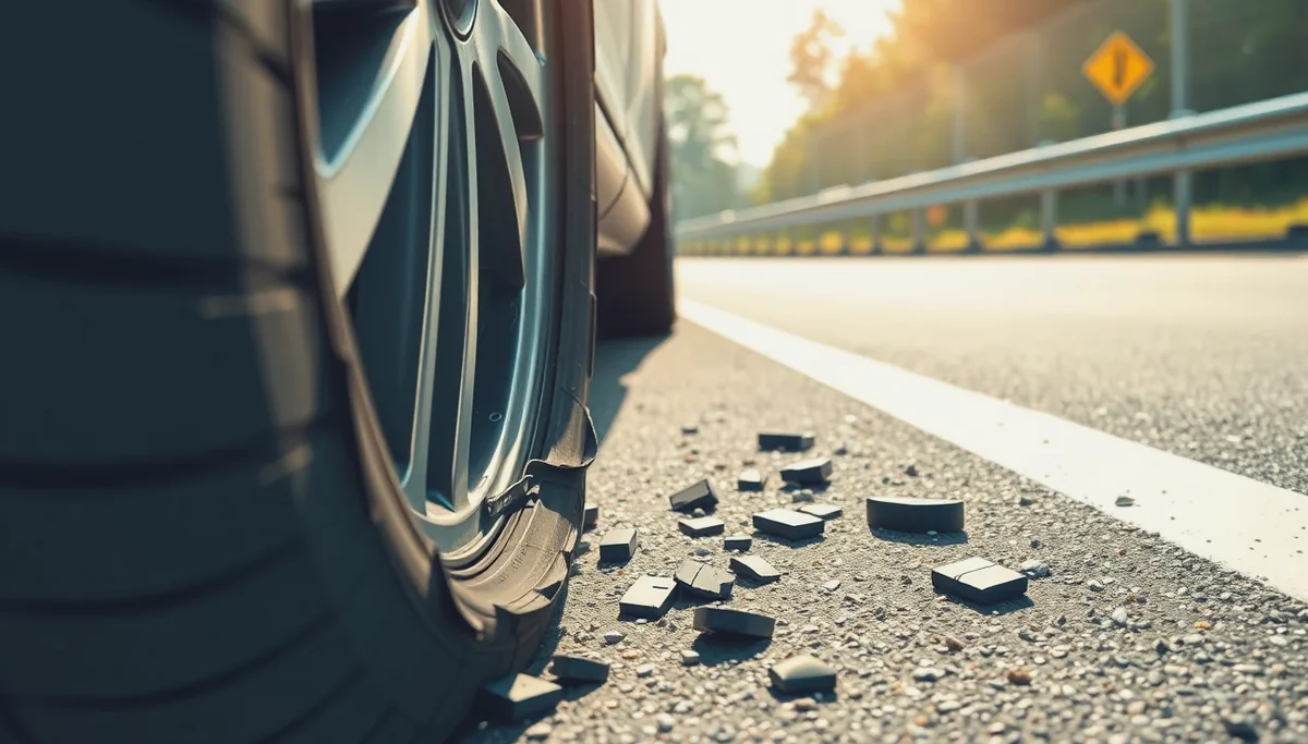 Poškodené osobné auto s otvorenou kapotou odstavené na krajnici po technickom zlyhaní bŕzd