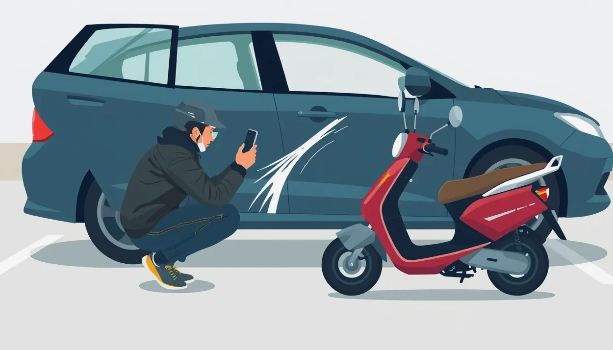 Rozhovor dvoch ľudí pri odovzdávaní elektrickej kolobežky na chodníku pred domom