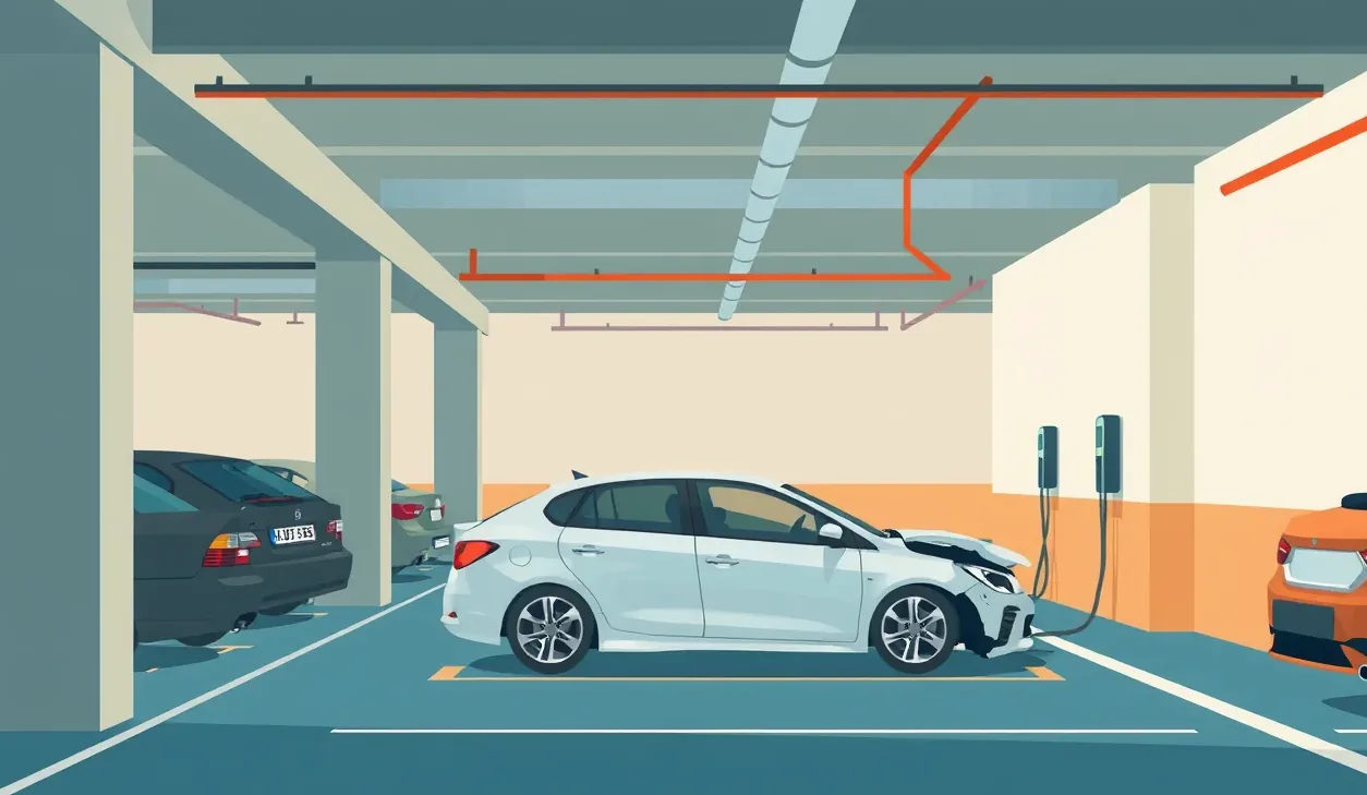 Hasiči ochladzujú podvozok elektromobilu po vzniku tepelného úniku v trakčnej batérii