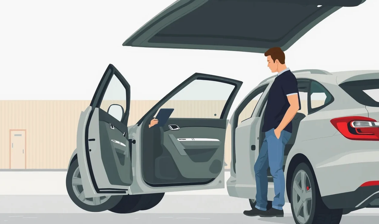 Pracovník autoservisu montuje nový originálny diel palubnej dosky